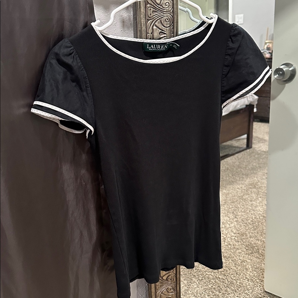 Black Puff Sleeve Top~ Ralph Lauren